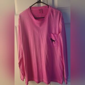 VS PINK Vintage 2017 HTF Bright Pink Campus T-Shirt - Size Large NWOT